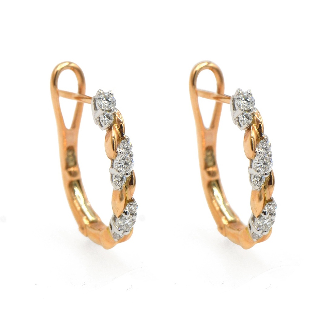 18k Rose Gold Diamond Huggies